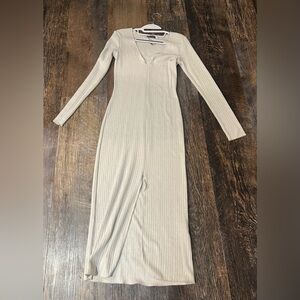 Zara Cream Long Sleeve Ribbed Dress